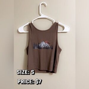 Brown Graphic Sleeveless Tank Top
